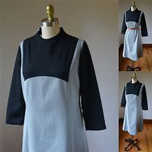1960'S Vintage 3/4 Sleeve Dress Women's Size Medium, Vintage Black And White 1960'S Shift Dress Size Medium