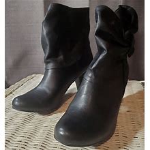 A.N.A Womans Black Slip On Booties Ankle Boots Sz 8