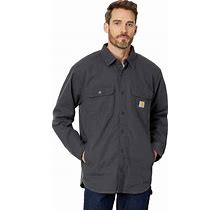 Carhartt Rugged Flex(R) Relaxed Fit Canvas Fleece-Lined Shirt Jac Men's Clothing Shadow : XL (Reg)