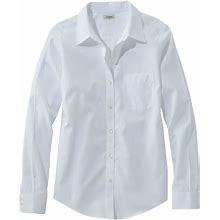 L.L.Bean | Women's Wrinkle-Free Pinpoint Oxford Shirt, Long-Sleeve Relaxed Fit White Small, Cotton, Petite
