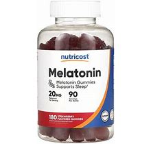 Nutricost, Melatonin Gummies, Strawberry, 20 Mg , 180 Gummies (10 Mg Per Gummy), NCS-67806