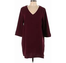 One Clothing Casual Dress - Shift: Burgundy Solid Dresses - Women's Size Large