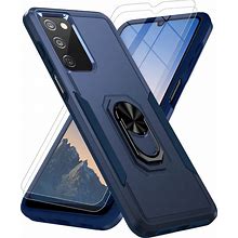 Bonkier Samsung Galaxy A03S Case, Samsung A03S Case With 2X Tempered Glass Screen Protector,[Military Grade] Shockproof Built-In Magnetic Kickstand