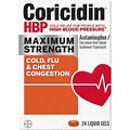 Coricidin HBP Maximum Strength Cold, Cough & Flu Medicine, Liquid Gels, 24 Count