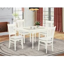 East West Furniture White Monza 5-Piece Wood Dining Set With Cushion Seat In Size 5