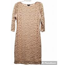 Tiana B. Dresses | Tiana B. Womens Scoop Neck Lace Sheath 3/4 Sleeve Dress Sequins Allover Size 8 | Color: Pink | Size: 8