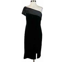 Eliza J Women's Cocktail Dress Black Velvet One Shoulder Midi Sheath