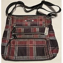 Rosetti Go Purse Crossbody Plaid Solid Casual Shoulder Bag Pockets Zipper Nylon