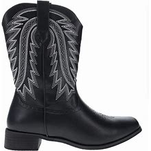 SC200917BKXL Black Cowboy Boots Mens Square Toe Embroidered Western Boot Size XL, 12/13