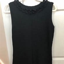 Dress Barn Tops | Solid Black Ruffle Neck Shell | Color: Black | Size: L