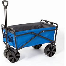 Seina 150Lb Capacity Folding Steel Frame Outdoor Utility Wagon Cart, Blue/Gray - 15.84