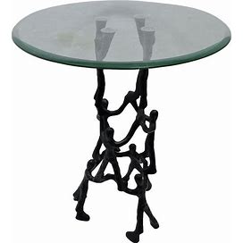 Teamwork 18" Wide Rustic Bronze Round Accent Table - Style 447D0