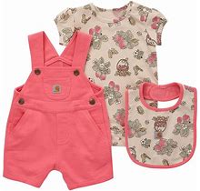 Carhartt Baby-Girls Long-Sleeve Bodysuit, Shortall, And Bib 3-Piece Setinfant-And-Toddler-Clothing-Sets