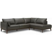 FURNITURE Jollene Leather 2-Pc. Sectional With Chaise, Created For Macy's Dark Grey