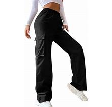 Women Clothing Women's Belt Less High Waisted Wide Leg Trousers Straight Leg Relaxed Style Trousers Casual Trousers Casual Pants For Women Polyester B