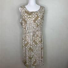 Basic Editions Dresses | Basic Editions Beige Floral Dress Extra Large Xl | Color: Tan/White | Size: Xl