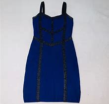 Bebe Dresses | Bebe Blue Bodycon Dress With Black Stripes | Color: Black/Blue | Size: Xs