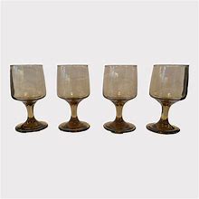 4 Vintage Libby Tawny Stemmed Accent/Wine Glasses Excellent Condition, 6 Oz