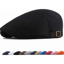 Coffee Vintage Solid Hat Beret, Men's Lightweight Mens Womens Mesh Flat Breathable Summer Cabbie Ivy Driving,Gray,High Demand,Temu