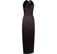 VOZ - Convertible Halterneck Satin Maxi Dress - Women - Silk Satin - M - Brown