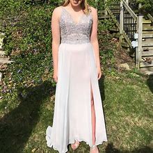 Xscape Dresses | Beautiful Light Pink/ Lavender Beaded Prom Dress | Color: Pink/Silver | Size: 12
