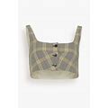 Marni Multi Technical Check Wool Cropped Top In Lemmon Small