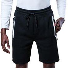 Brooklyn Cloth Men Heat Seal Zip Shorts - Streetwear Style Polyester, Black - Medium