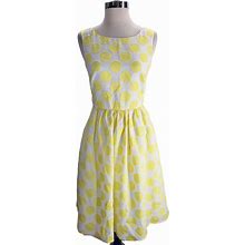Loft Dresses | Ann Taylor Loft White Yellow Polka Dot Fit & Flare Sun Dress, 4 | Color: White/Yellow | Size: 4