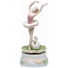 Ballerina With Swan Music Box, Tune: Swan Lake, Blue, Decor, By Cosmos Gifts Corp
