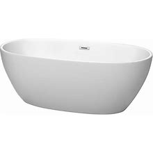 Wyndham Collection Juno 63" Free Standing Acrylic Soaking Tub With - Matte White / Polished Chrome Trim