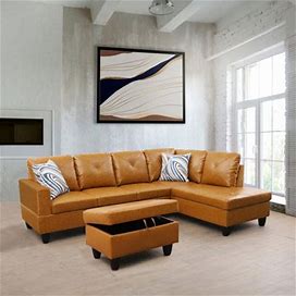 Orange Sectional - Aine Home Tongo 3 - Piece Vegan Leather Chaise Sectional Leather | Wayfair 4509681051899D7ffe725dfe0ca0a923