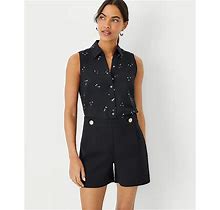 Ann Taylor Petite Petaled Sleeveless Essential Shirt Size Medium Black Women's