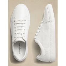 Men's Vegan Leather Sneakers White Regular Size 9 1/2