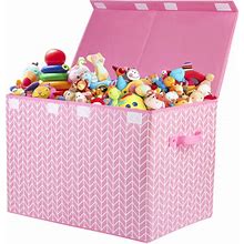 Mayniu Large Toy Storage Box Chest For Girls Kids, Sturdy Toy Box Bin Organizer Baskets With Lid For Nursery, Closet, Bedroom, Playroom 25"X13" X16"