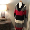 Pink Rose Dresses | Womens 2X Xxl 3/4 Sleeve Colorblock Knit Dress | Color: Black/Red | Size: 2X