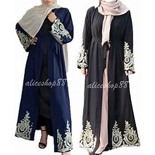 Ramadan Muslim Women Abaya Maxi Dress Open Cardigan Kaftan Dubai Kimono Abayas