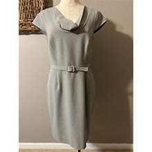 Calvin Klein Dresses | Calvin Klein Dress Gray 8 Short Sleeve Sheath Career Church W Belt | Color: Gray | Size: 8