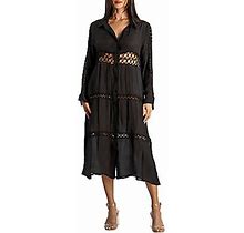 La Moda Clothing Women's Crochet Cover Up Shirt Dress - Black - Size L/XL