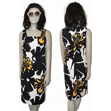Venus Dresses | Venus Bold Print Tropical Hawaiian Print Cotton Dress | Color: Black/Yellow | Size: L