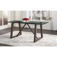 A-America Palm Canyon Carob Brown Rectangular Glass Top Trestle Dining Table