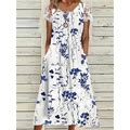 Loose Lace Casual Floral Dress White/M