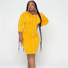 Midi Contrast Dress | Color: Orange/Gold | Size: 3X