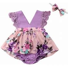 Yinyinxull Big/Little Sister Matching Tops Floral Newborn Baby Girl Romper Dress Outfits Little Sister Romper 0-6 Months