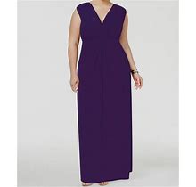 $59 Love Squared Women's Purple Sleeveless V-Neck Ruched Maxi Dress Plus Size 2X