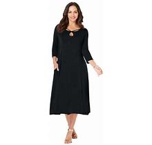 Plus Size Women's Twisted Keyhole A-Line Dress By Jessica London In Black (Size 24 W)
