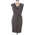 Donna Ricco Casual Dress - Wrap Cowl Neck Sleeveless: Gray Solid Dresses - Women's Size 6