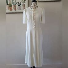 Dolce & Gabbana Dresses | Dolce& Gabbana Bow-Emblished Cady Midi Dress. Size 44(Italian) To 8 Us . | Color: White | Size: 8