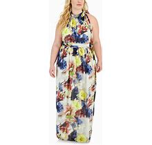 Anne Klein Plus Size Floral-Print Maxi Dress - Light Cream Multi - Size 22W