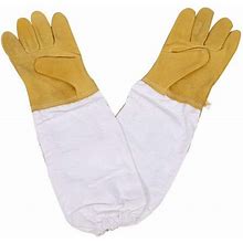 Beekeeping Gloves - Durable Goatskin Protective Gloves For Beginner Beekeepers (Yellow)