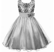 Acecharming Girls Dresses Sequin Flower Girls Party Dress Bridesmaid Ball Gown Wedding Tulle 3-10 Years